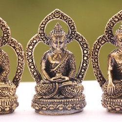 Pancha Buddha-Beautiful carving, Dim Yellow colored, Statue, Hand worked in Nepal - Mini Size ( 1.5*4.2*2.6 cm,  0.59*1.65*1.02 inch)