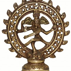 SHIVA NATARAJ - Best quality statue hand work in Nepal by Master Artist. Dim Yellow Color - Small Size (6*9*21 cm, 2.3*3.5*8.2 inch)