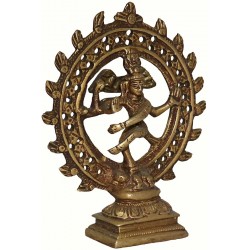 SHIVA NATARAJ - Best quality statue hand work in Nepal by Master Artist. Dim Yellow Color - Medium Size (10.2*6.3*23.7 cm, 10.01*2.4*9.3 inch)