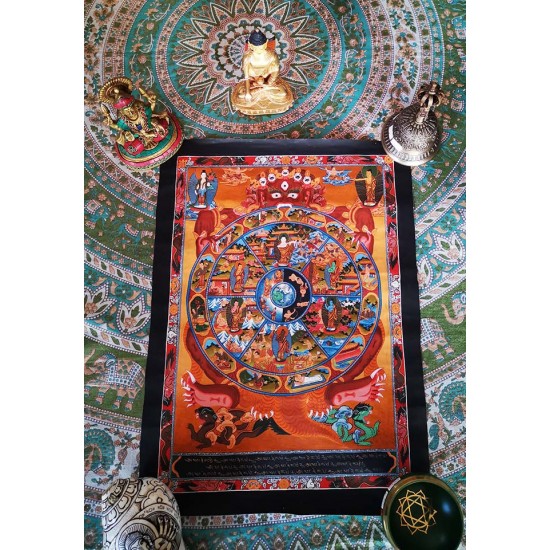 Thanka Wheel of Life - Large size (48*35 cm, 18.86*13.77 inch) Thanka Wheel of Life - Large size (48*35 cm, 18.86*13.77 inch)