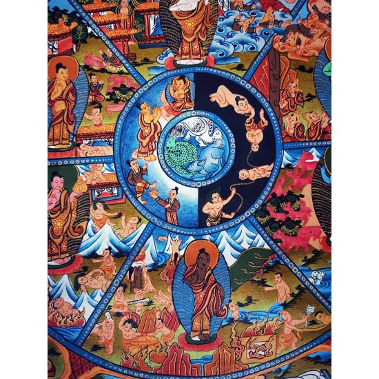 Thanka Wheel of Life - Large size (48*35 cm, 18.86*13.77 inch) Thanka Wheel of Life - Large size (48*35 cm, 18.86*13.77 inch)