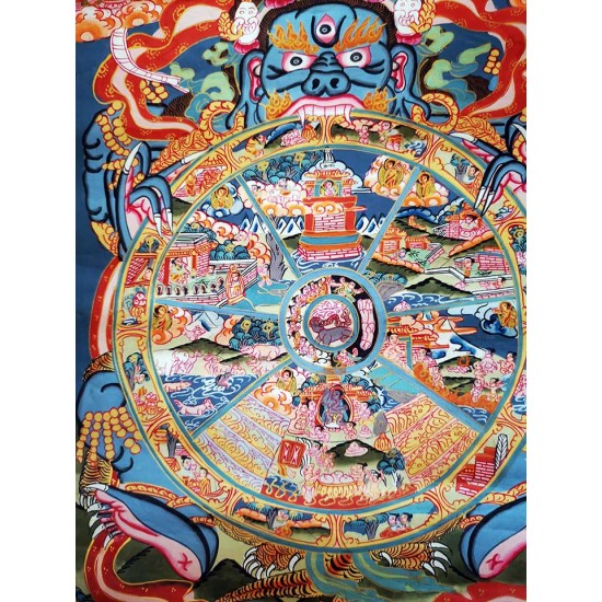 Thanka Wheel of Life - Medium size - (36*28 cm, 14.17*11.02 inch)
