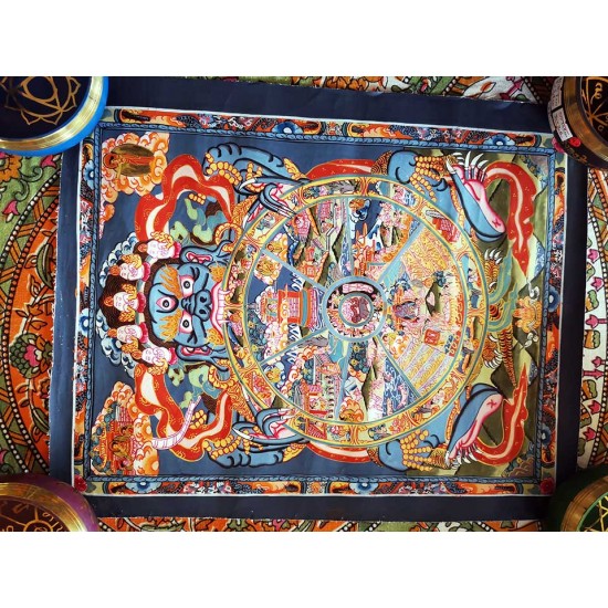Thanka Wheel of Life - Medium size - (36*28 cm, 14.17*11.02 inch)