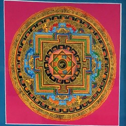 Thanka Framed Om Mandala - Small size (21*21 cm, 8.26*8.26 inch)