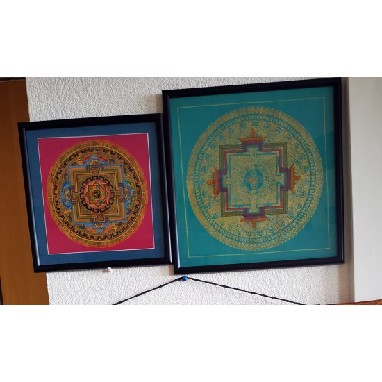 Thanka Framed Vajra Mandala - Medium size (27*27 cm, 10.62*10.62 inch)