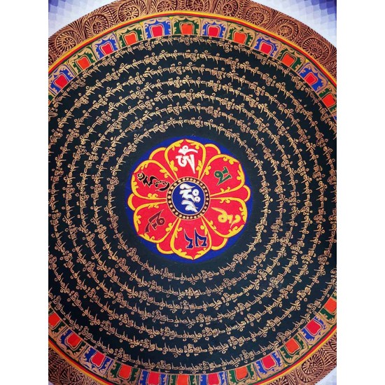 Thanka Framed Mantra Mandala Large size (46*46 cm, 18.11*18.11 inch) Thanka Framed Mantra Mandala Large size (46*46 cm, 18.11*18.11 inch)