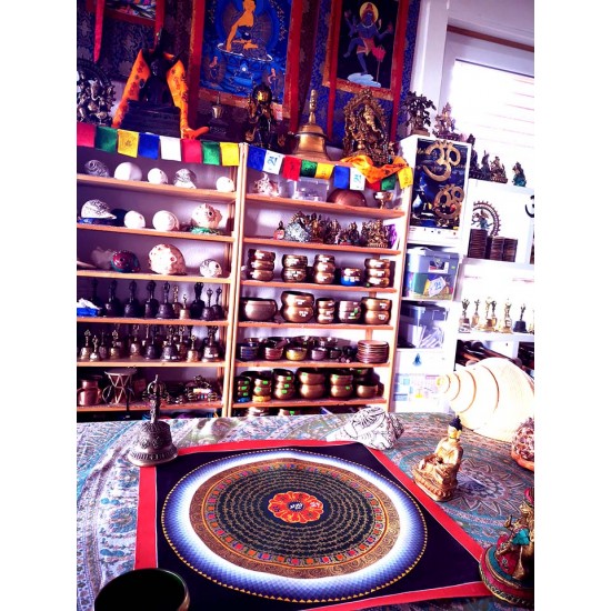 Thanka Framed Mantra Mandala Large size (46*46 cm, 18.11*18.11 inch) Thanka Framed Mantra Mandala Large size (46*46 cm, 18.11*18.11 inch)