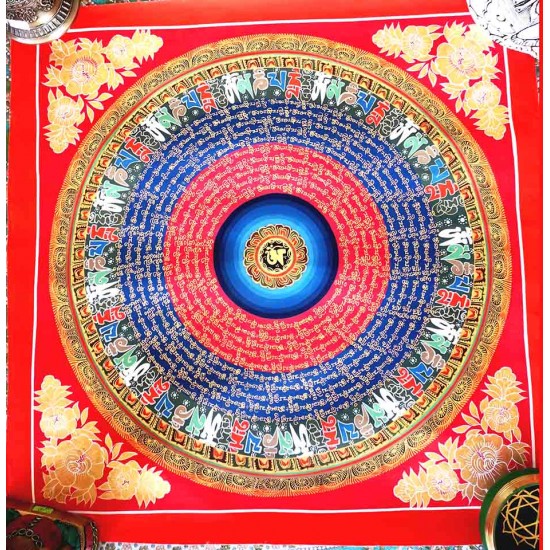 Mantra Mandala Thanka - Large size (55*55 cm, 21.65*21.65 inch) Mantra Mandala Thanka - Large size (55*55 cm, 21.65*21.65 inch)