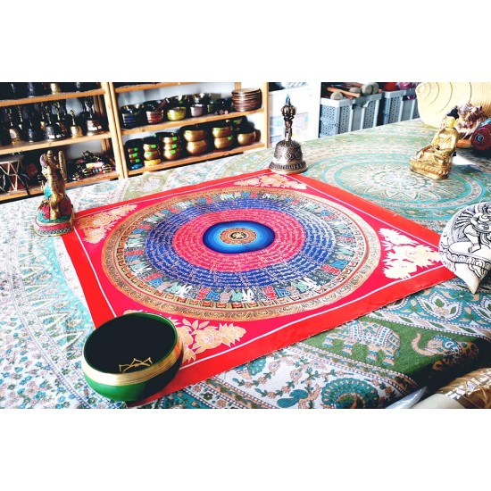 Mantra Mandala Thanka - Large size (55*55 cm, 21.65*21.65 inch) Mantra Mandala Thanka - Large size (55*55 cm, 21.65*21.65 inch)