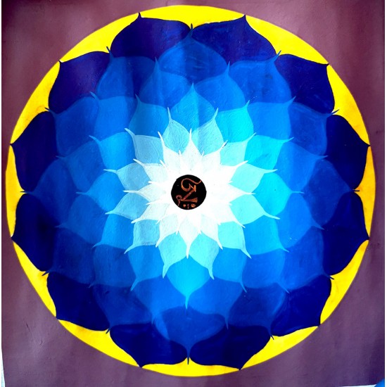 Lotus Mandala (Blue) Thana Painting - Small Size (25*25 cm, 9.84*9.84 inch) Lotus Mandala (Blue) Thana Painting - Small Size (25*25 cm, 9.84*9.84 inch)