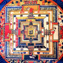 Kala Chakra Mandala Thanka Painting - Medium Size (33*34.5 cm, 12.99*13.58 inch)
