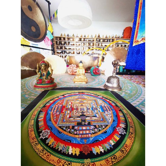 Kala Chakra Mandala Thanka Painting - Medium Size (36.5*35 cm,  14.37*13.77 inch)