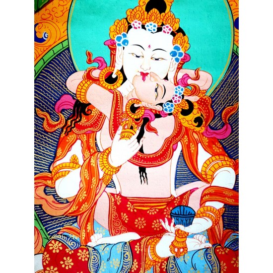 Bajrasatwa Thanak Painting - Medium size (44*34 cm, 17.32*13.38 inch) Bajrasatwa Thanak Painting - Medium size (44*34 cm, 17.32*13.38 inch)