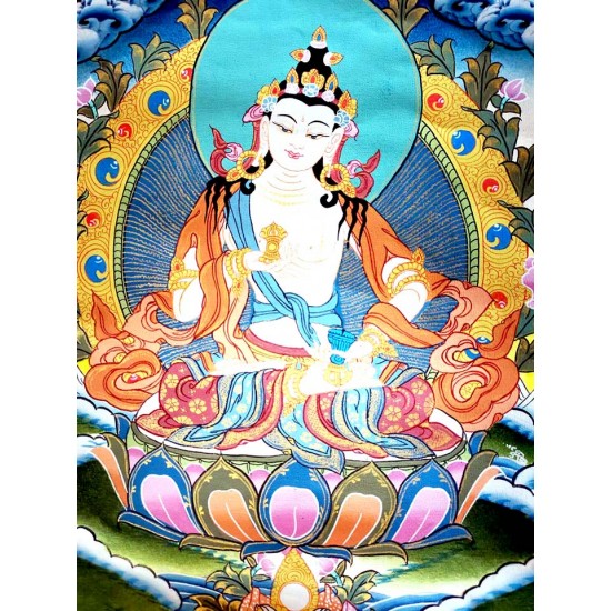 Bajrasatwa Thanka Painting - Medium size (43.5*32 cm, 17.12*12.59 inch)