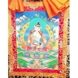 Bajrasatwa Thanka Painting - Medium size (43*34.5 cm, 16.92*13.58 inch)