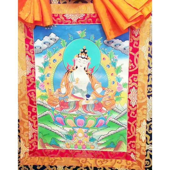 Bajrasatwa Thanka Painting - Medium size (43*34.5 cm, 16.92*13.58 inch)