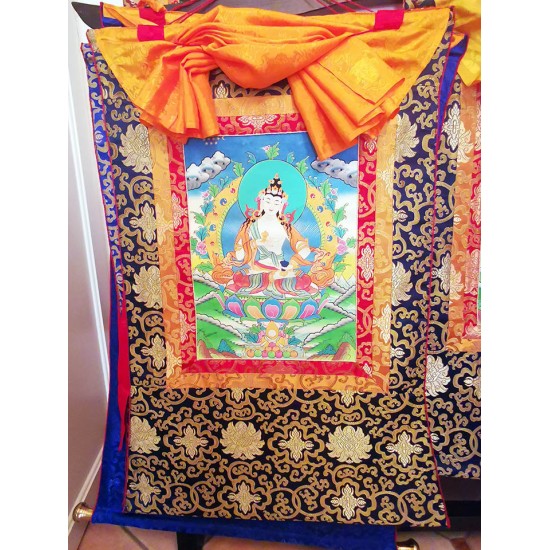 Bajrasatwa Thanka Painting - Medium size (43*34.5 cm, 16.92*13.58 inch)