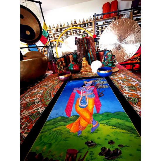 Krishna Thanka Painting - Large size (49*33 cm, 12.29*12.29 inch) Krishna Thanka Painting - Large size (49*33 cm, 12.29*12.29 inch)