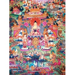 Buddha Life Thanka Painting - Lage size (56*44.5 cm, 22.04*17.51 inch)