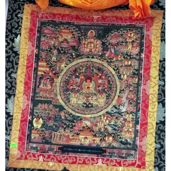 Buddha Life Thanka Painting - Lage size (56.5*46 cm, 22.24*18.11 inch)