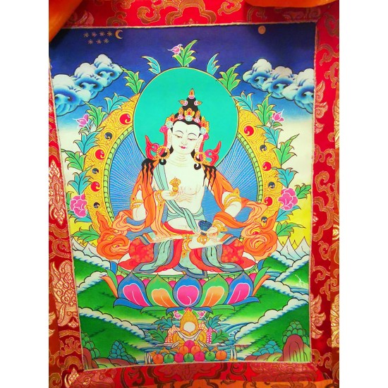 Bajrasatwa Thanka Painting with Wall Hanging - Medium Size (48*35 cm, 18.89*13.77 inch) Bajrasatwa Thanka Painting with Wall Hanging - Medium Size (48*35 cm, 18.89*13.77 inch)