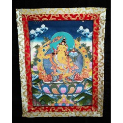 Manjushree Thanka Painting with Wall Hanging - Medium size (48*35 cm, 18.89*13.77 inch)