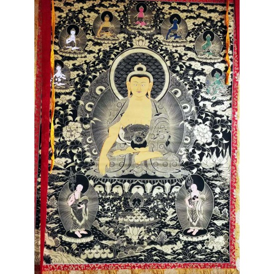 Buddha (Pancha) Thanka Painting - Jumbo size (157*117 cm, 61.81.*46.06 inch) 