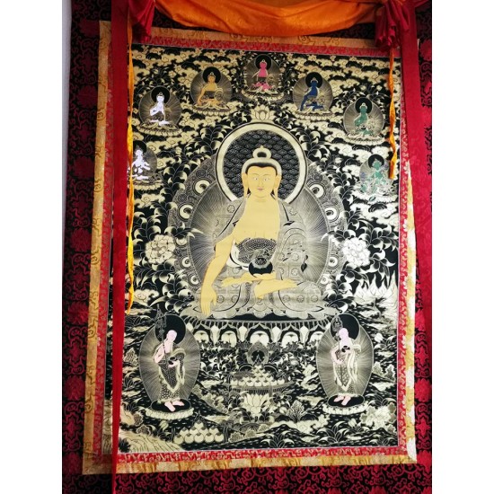 Buddha (Pancha) Thanka Painting - Jumbo size (157*117 cm, 61.81.*46.06 inch) 