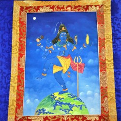 Nataraj (Dancing Shiva) with Border Speical Nepali Thanka Painting - Small size (95*59 cm, 37.40*23.2 inch)