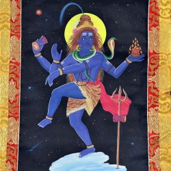 Nataraj (Dancing Shiva) with Border Speical Nepali Thanka Painting  - Small Size (96.5*56.5 cm, 37.9*22.2 inch)
