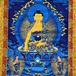 Sakyamuni Buddha with Border Speical Nepali Thanka Painting - Medium size (127*68 cm, 50*26.7 inch)