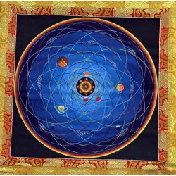 Cosmic Mandala (Planet) with Border Speical Nepali Thanka Painting - Medium size (116.5*73.5 cm, 45.8*28.9 inch)