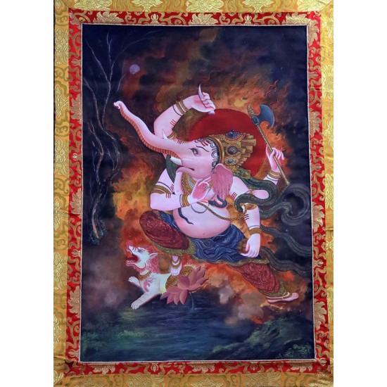 Ganesh with Border Speical Nepali Thanka Painting - Large size (143.5*75.5 cm, 56.4*29.7 inch) Ganesh with Border Speical Nepali Thanka Painting - Large size (143.5*75.5 cm, 56.4*29.7 inch)