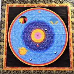 Cosmic Mandala (Planet) with Border Speical Nepali Thanka Painting - Large size (200*142 cm, 78.7*55.9 inch)