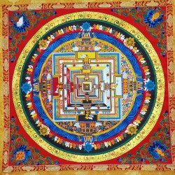 Kalachakra Mandala wth Wall Border Speical Nepali Thanka Painting - Large size (153.5*104.5 cm, 60.4*41.1 inch)