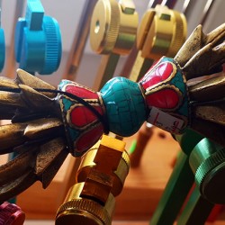 Vajra/Dorje (9 faces) with turquoise & coral- Beautiful Decorative ritual weapon, Hand worked in Nepal - Medium Size (14*18.3 cm, 5.5*7.08 inch)