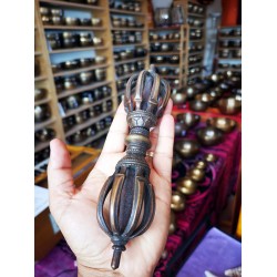 Vajra/Dorje - Beautiful Decorative ritual weapon, Black colored, Hand worked in Nepal - Medium Size (15*20.5 cm, 5.9*8.07 inch)