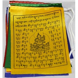 Tibetan, Buddhist, Pure Cotton, High Quality, Horizontal, Prayer Flags (1 packet have 5 rolls and 1 roll have 10 individual flags) - Medium size (12*12 cm, 4.7*4.7 inch)