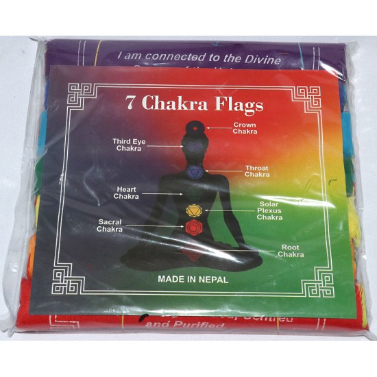 Seven Chakra Prayer Flags, Pure Cotton, Best quality Tibetan Prayer (1 packet have 7 individual flags) Flags - Medium size (21*24 cm, 8.2*9.4 inch) Seven Chakra Prayer Flags, Pure Cotton, Best quality Tibetan Prayer (1 packet have 7 individual flags) Flags - Medium size (21*24 cm, 8.2*9.4 inch)