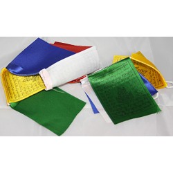 Tibetan, Cotton, Good Quality Horizontal, Door Prayer Flags (1 packet have 10 individual flags) - XX Small size (7*7 cm, 2.7*2.7 inch)