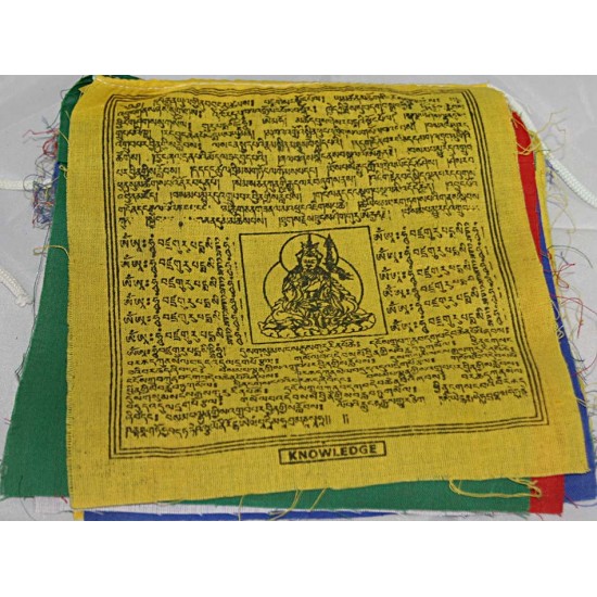 Tibetan, Buddhist, Pure Cotton, High Quality, Horizontal, Prayer Flags (1 roll have 25 individual flags) - Large size (21*25 cm, 8.26*9.8 inch)