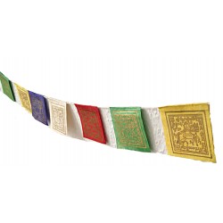 Tibetan, Hard Velvet, Best Quality, Horizontal, Door Prayer Flags (1 packet have 10 individual flags) - X Small size (10*7 cm, 3.9*2.7 inch)