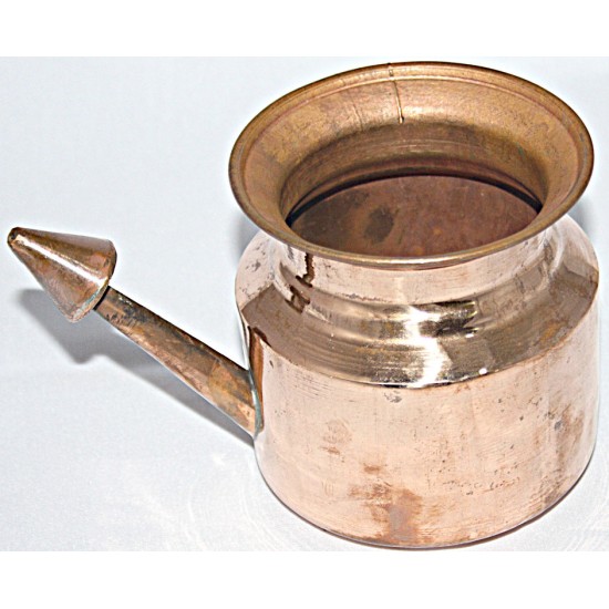 JAL NETI (pure copper) - Ayurvedic, yogic method to clean/unblock nose and mentain nasal hygen, to let vital energies flow from feet to head, to cure sinuses, face glowing treatment pot Jalneti - Medium Size (500 mili liter)