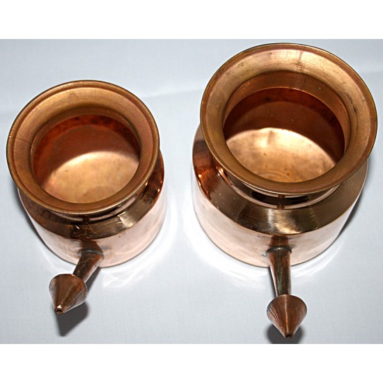 JAL NETI (pure copper) - Ayurvedic, yogic method to clean/unblock nose and mentain nasal hygen, to let vital energies flow from feet to head, to cure sinuses, face glowing treatment pot Jalneti - Medium Size (500 mili liter)
