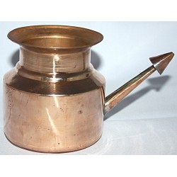 JAL NETI (pure copper) - Ayurvedic, yogic method to clean nose and mentain nasal hygen, to let vital energies flow from feet to head, to cure sinuses, face glowing treatment pot Jalneti - Small size (250 mili liter)