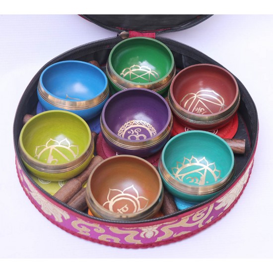 GIFT PACK- GIFT PACK - Musical, Seven Chakra Set Singing Bowls - Colorful/Special Chakra Healing/Musical Singing bowls set with ascending sound and size - Small  Size 