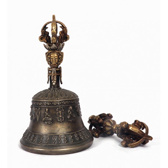 Therapeutic Special Nepali Healing, Therapy, Tibetan Bell with vajra- Medium Size