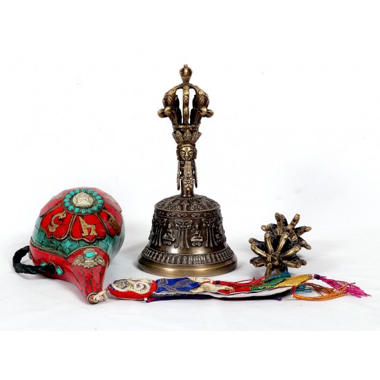 Therapeutic Special Nepali Healing, Therapy, Tibetan Bell with vajra- Extra Large Size