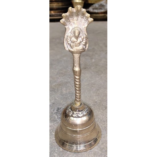 MEDITATION - Healing, Bell Vedic Puja Therapeutic with handle, Golden/ Yellow, Special Bells - Extra Small Size (13.97 cm, 5.5 inch)