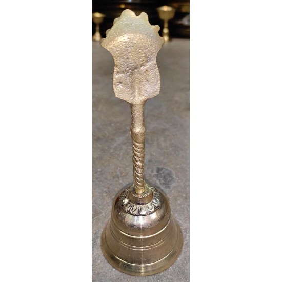 MEDITATION - Healing, Bell Vedic Puja Therapeutic with handle, Golden/ Yellow, Special Bells - Extra Small Size (13.97 cm, 5.5 inch)